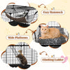 Indoor Cat Cage 3-Tier Cat Enclosure w/ Skylight Hammock 2 Ladders Black