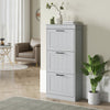 Slim Shoe Storage Cabinet with 3 Flip Drawers for Entryway, Grey