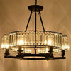 Vintage Round Crystal Chandelier Industrial Ceiling Chandelier Flush Mount Light