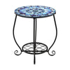 Mosaic Outdoor Side Table Round End Table Iron Accent Table Flower Plant Stand