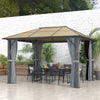 3 x 3.6m Hardtop Gazebo Canopy w/ Aluminium Frame Netting & Curtains