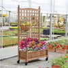 Wooden Planter Elevated Raised Garden Bed w/ Trellis Outdoor Climbing Plant Vine
