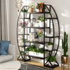 8 Tier Large Plant Stand Industrial Curved Oval Flower Pot Rack Staggered Shelf
