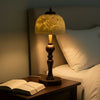 Vintage Table Lamp with Rose Carved Ceramic Shade Classic Desk Light for Bedroom
