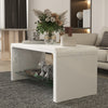 High Gloss Coffee Table with Glass Shelf, Two-Tier Living Room Table, White