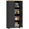 172cm Wooden Storage Cabinet Cupboard With 2 Doors 4 Shelves Black