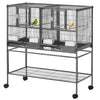 PawHut Double Rolling Bird Cage with Removable Metal Tray and Storage Shelf