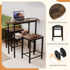 Counter Dining Table with 2 Stools 3PCS Breakfast Bar Set Brown