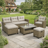 Garden Furniture Set London Rattan Corner Sofa Table Chairs Beige UK Stock