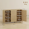 Bamboo Shoe Cabinet with Louvered Doors, 14 Pairs Footwear Cupboard for Hallway