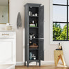 Narrow Linen Floor Storage Cabinet Slim Storage Organizer with 2 Doors-Grey