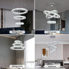 K9 Crystal 3 Ring Chandelier LED Ceiling Lights Pendant Light Dimmable w. Remote