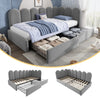 Plush Velvet Upholstered Daybed 3ft Single Sofa Bed with Storage Drawers, Grey