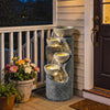 Garden Water Feature, Outdoor Water Fountain with LED Lights and Pump