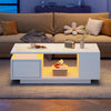 High Gloss Coffee Table with LED Lights 1-Darwer Light Up Open Storage End Table