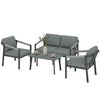 Aluminium Garden Furniture Set, 4 Seater Outdoor Patio Furniture, Black