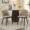 2 Pack Linen Upholstered Dining Chairs with Cushioned Seats and Curved Backrest