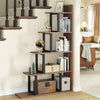 5 Tier Corner Bookshelf Large Ladder Shelves Display Cabinet Extendable Bookcase