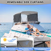 3 Bow Bimini Top Boat Cover Detachable Mesh Sides 600D w/ Frame 54"-72"W GB