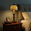 Vintage Table Lamp with Rose Carved Ceramic Shade Classic Desk Light for Bedroom