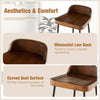 2 Pack Industrial Bar Height Stools Wooden Top Dining Stool Walnut w/Curved Seat