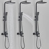 Black EXposed Bathroom Shower Mixer Twin Head Large Bar Set Square Valve System