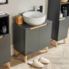 Under Sink Basin Unit Bathroom Grey Storage Cupboard Shelving Furniture Unit