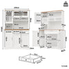 180cm Tall Kitchen Storage Display Cabinet w/ LED Lights, Drawers, Doors, White