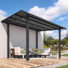 2.4x3.6m Metal Lean-to Gazebo Wall Mounted Iron Hardtop Pergola Heavy Duty
