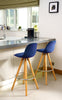 Bar Stools Kitchen Breakfast Chairs Dining Modern Wooden Velvet | Set of 2