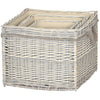 Set of 3 Wicker Log Basket with Liner and Rope Handles, Beige