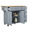 Kitchen Island w/ Drop Leaf, 5 Drawers, Serving Trolley Storage Cabinet, Blue