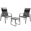 3PCS Conversation Furniture Patio Bistro Set Coffee Table and 2 Stackable Chair