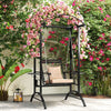 COSTWAY Outdoor Porch Swing with Stand and 2 Trellises for Adults