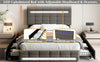 Double Bed Upholstered Storage Bed Frame With LED Light, 4 Drawers and Headboard
