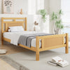 Wooden Bed Frame 3ft Single Bed Pine Wood with Rattan Headboard & Footboard