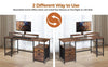Home Office Computer Desk with Monitor Stand 2 Drawer Storage Shelves LED Lights