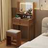 COSTWAY Small Makeup Table Vanity Desk with Mirror & Lights-Natural