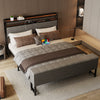 LUXURY GREY FABRIC BED FRAME SET UPHOLSTERED WITH HEADBOARD 4FT6 DOUBLE Jawiwpiv