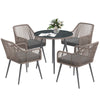 4 Seater Garden Dining Set, Rattan Garden Furniture with Cushions, Light Brown