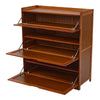 5 Tier 3 Doors Wooden Shoe Cabinet Footwear Rack Hallway Flip Door Shoe Cabinet
