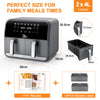 10-in-1 Dual Air Fryer Double Basket Touch Screen Oil Free Digital Oven Cooker