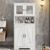 Freestanding Pantry Storage Cabinet w/Glass Doors,Adjustable Shelves,Tall Cupboa