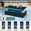 Black LED Lift Top Coffee Table w/ Drawers, Hidden Storage Living Room Furniture