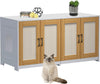 Double Cat Litter Box Enclosure for 2 Cat Hidden Furniture w/ Sisal Door Cabinet