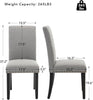 Set of 2 Modern Fabric Upholstered Dining Chairs, Curved Backrest+Solid Wood Leg