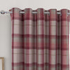 Warrington Tartan Checked Ring Top Eyelet Blackout Lined Curtain In Grey Or Red