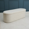 45.5" White Teddy Velvet Long Storage Bench Ottoman Upholstered End of Bed Stool