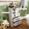 Farmhouse Bathroom Floor Cabinet Freestanding Storage Cabinet-White