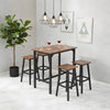 Industrial Bar Table Set with 4 Stools Rustic Brown Counter Height Dining Table